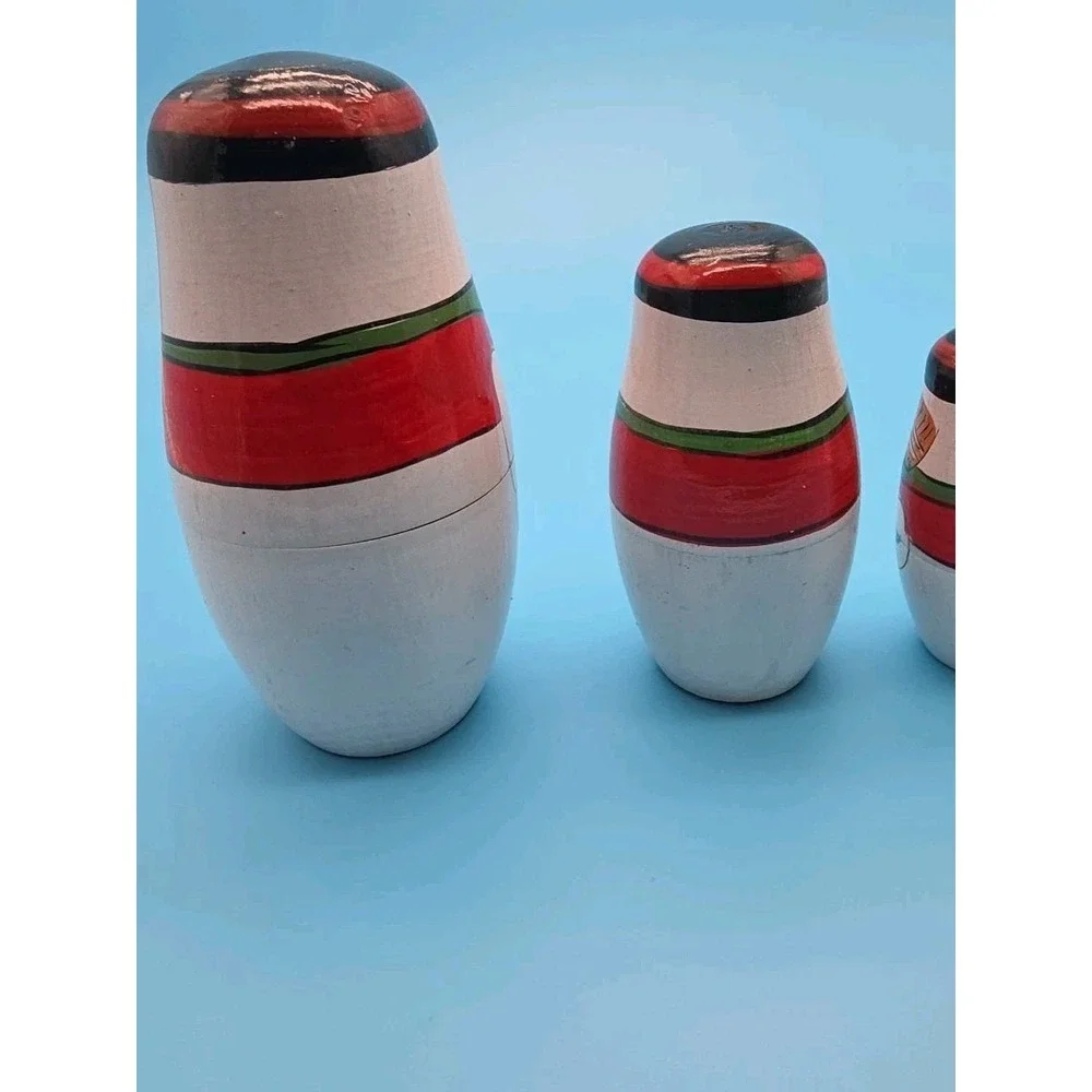 Vtg Nesting Dolls Vintage Wooden Snowman Family Set Of 4 Graduated Sizes Holiday